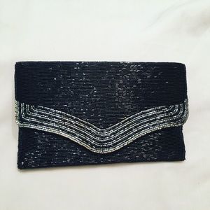 Uptown Medium Shiny Smooth Handbeaded Clutch Bag